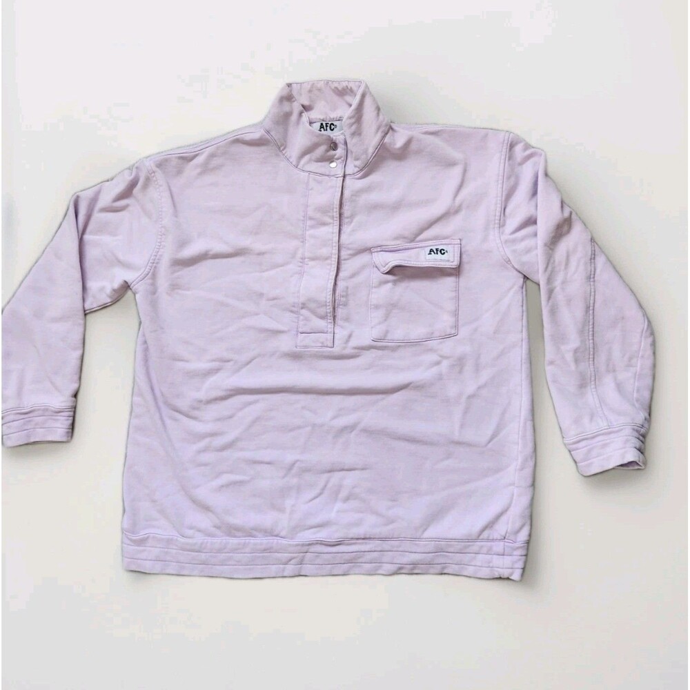 AFC Everyday Pullover Sweater Snap Closure Henley Pocket Purple Thick Sz L GUC